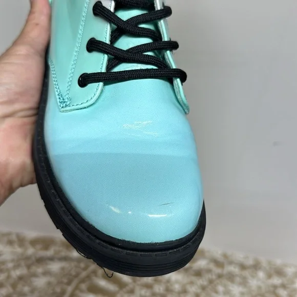 Art Class Aqua and Pink Combat Boots - Picture 3 of 9